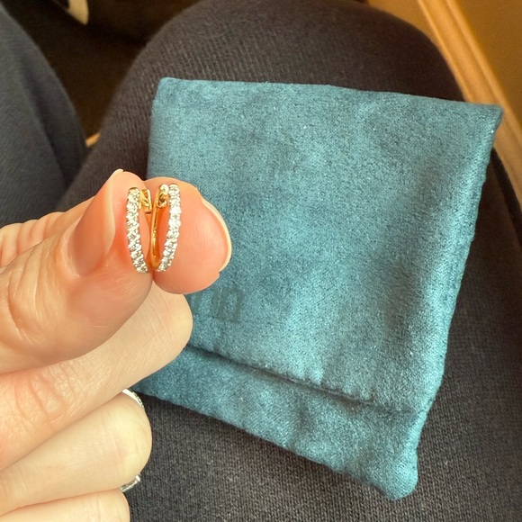 Kinn Pavé Hoop Huggie Earrings - Pair - Picture 7 of 8